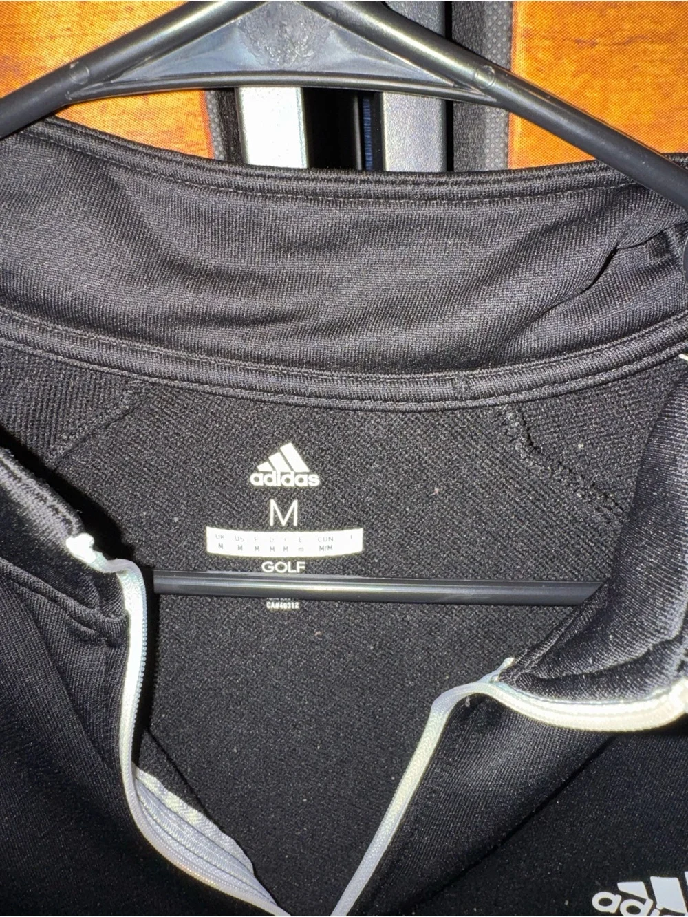 adidas Black Golf Quarter-Zip Pullover with White Trim